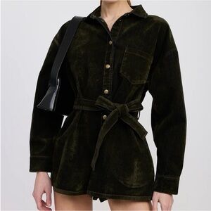 En Saison Dark Olive Belted Jumpsuit romper unique AMAZING SHOW STOPPER!